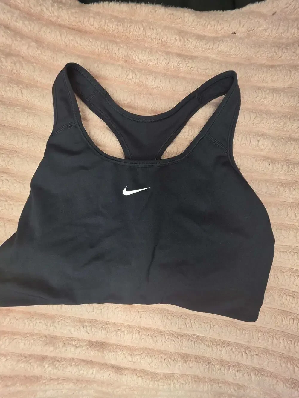 Nike Swoosh Women's Medium-Support Racerback Sports Bra, Black, Size XL